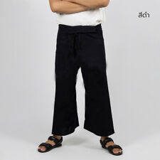 Thai Black Long Leg Thai Fisherman Pants Massage Hippie Boho Yoga Pilates TaiChi