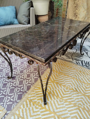 Table basse marbre noir - , fer