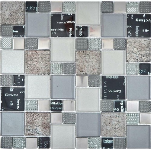 Mosaïque verre argent noir - argent,
