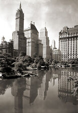 Repro photo ancienne New-York Etats-Unis Immeubles Central Park Lac deb. XXe s