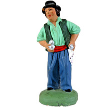 French Santons Escoffier red terracotta clay figurine JUGGLER vintage France 3"