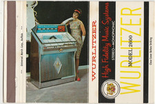Wurlitzer Juke Box Model 2600-Vintage Match Cover
