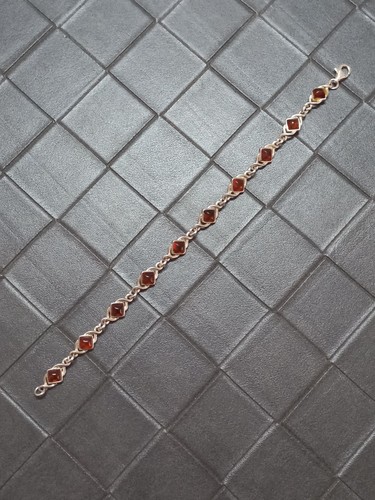 Bracelet argent ambre - argent, et