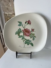 ANCIEN Plat Salins Les Bains à Décor Rose  Rosier Turbiné Sans Épines Deco Rétro