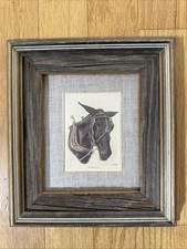 Vintage c Don Ensor Framed Stubborn As Print 10x11.5 Barn Wood Liner