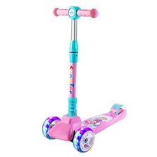 SULIVES 3 WHEEL SCOOTER FOR KIDS HEIGHT ADJUSTABLE BACK WHEEL BRAKE - LIGHT PINK
