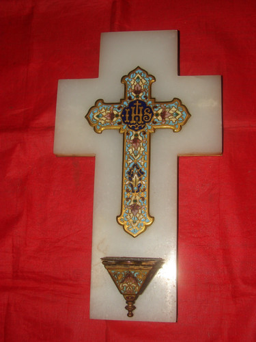 Ancien benitier crucifix - et,