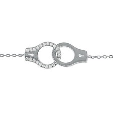 Bracelet Menotte Argent 925 rhodié et Oxydes Zirconium - Longueur 19 cm - Femme
