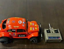 VINTAGE Tamiya Sand Scorcher Red RC VW Beetle Baja Bug Racing Buggy & Controller
