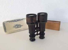 4⚜Old Pair of Black Lacquered Metal Binoculars Vintage Authentic Weight 519g