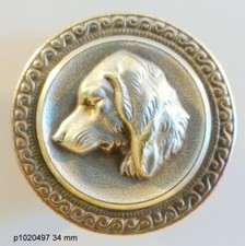Rare BUTTON: HUNTING/VENERY/CREW: DOG HEAD. strong relief 34 mm