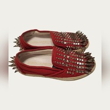 DSQUARED2 Red and Silver Studded Loafers, GUC