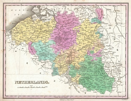 1827 finley map belgium and - finley, of