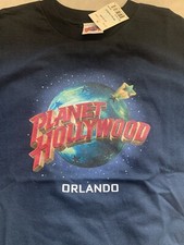 Vintage 1998 Planet Hollywood Orlando Men's Size M T Shirt Navy Blue New w/ Tags