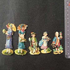 5 Chromos Découpis Gaufré