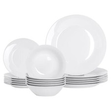 18pc Blanc Service de Table en Porcelaine Vaisselle Assiettes Boules