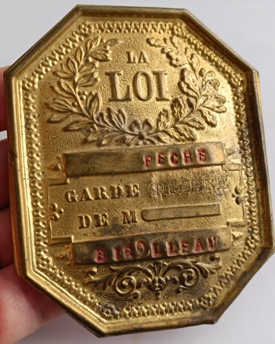 Plaque laiton loi garde - , chasse