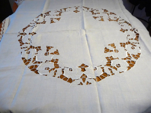 Linge ancien nappe lin avec - ,