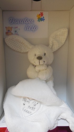 Doudou mouchoir lapin blanc - lapin,