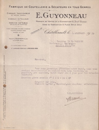 Châtellerault lettre e - lettre,