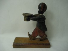 Ancienne Figurine En Bois D'Erzgebirge Avec Bougeoir