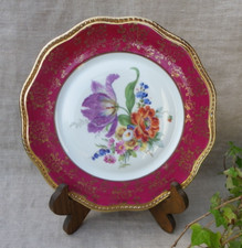 ASSIETTE EN PORCELAINE DE LIMOGES - MOREAU - FLEURS ET OR