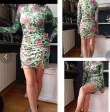 Robe Moulante  Verte A Fleurs