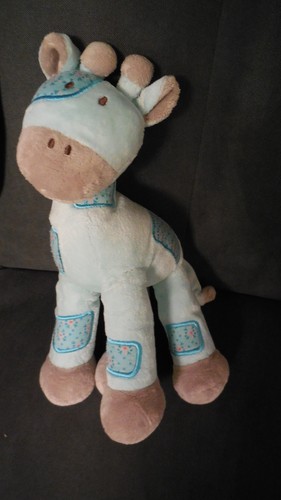Doudou peluche girafe bleu - doudou,
