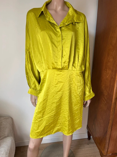 Robe chemise satin vert - , néon