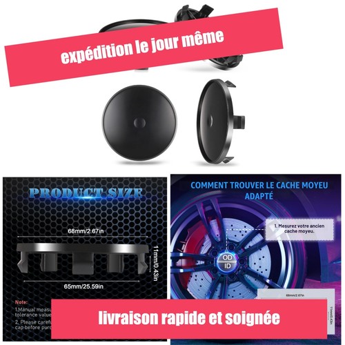 Cache moyeu 68mm noir - cache,