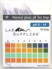 pH Test Strips, Universal Application, pH 0-14, 1 pH Intervals, 100 Strips