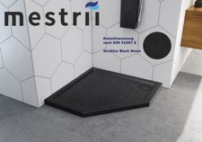 Receveur De Douche Plat Noir Cinq Pans Pierre 5 Cm De Haut Aspect Pierre