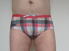 Slip de bain tartan moulant