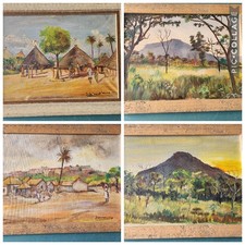 Lot de 4 huiles sur toile