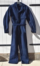 Antique Indigo Blue Linen Work Jumpsuit XXS