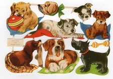 8 antique puppy breeds cutouts chromos (4) /RUBdé