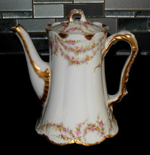 THEODORE HAVILAND LIMOGES PAT APPLIED FOR ORNATE TEAPOT SWAG PINK ROSES 1903