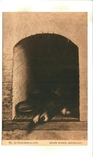 THE DOG IN HIS KENNEL - LE CHIEN DANS SA NICHE VINTAGE POSTCARD - UNUSED