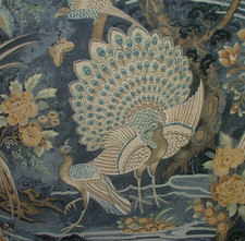 Tissu D'Ameublement En Lin "Oiseaux Du Paradis Gris" Coussin De Douceur