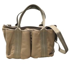 HERMES Caravan Horizontal MM Gulliver Canvas Handbag Khaki