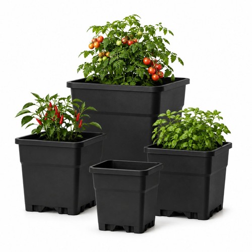 Pot fleurs carré noir - carré, pour