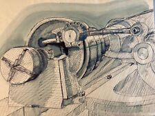 Beautiful drawing ink wash paper machine tool lathe technique art to identify