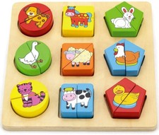 VIGA TOYS - Jouet en bois - Formes géométriques animaux de la ferme -  - VIG5...