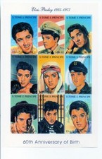 ELVIS PRESLEY : TRES BEAU BLOC DE 9 TIMBRES STAMPS 60TH ANNIVERSARY OF BIRTH