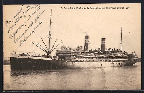 Carte postale paquebot asie - postale, au