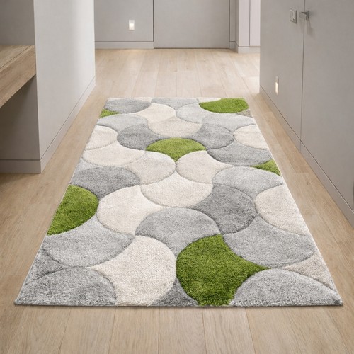 Tapis moderne gris crème vert