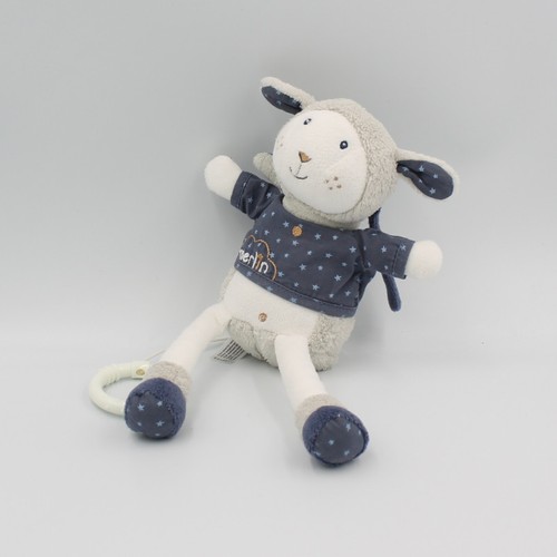 Doudou musical mouton bleu