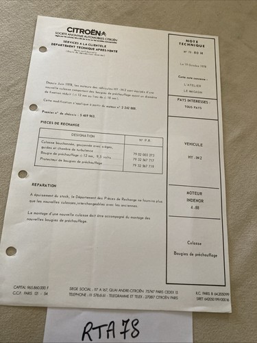 Citroën note information 80h - note,
