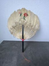 ancien éventail en plumes blanches deco femme artisanat 