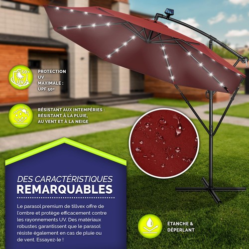 Parasol déporté solaire - , led
